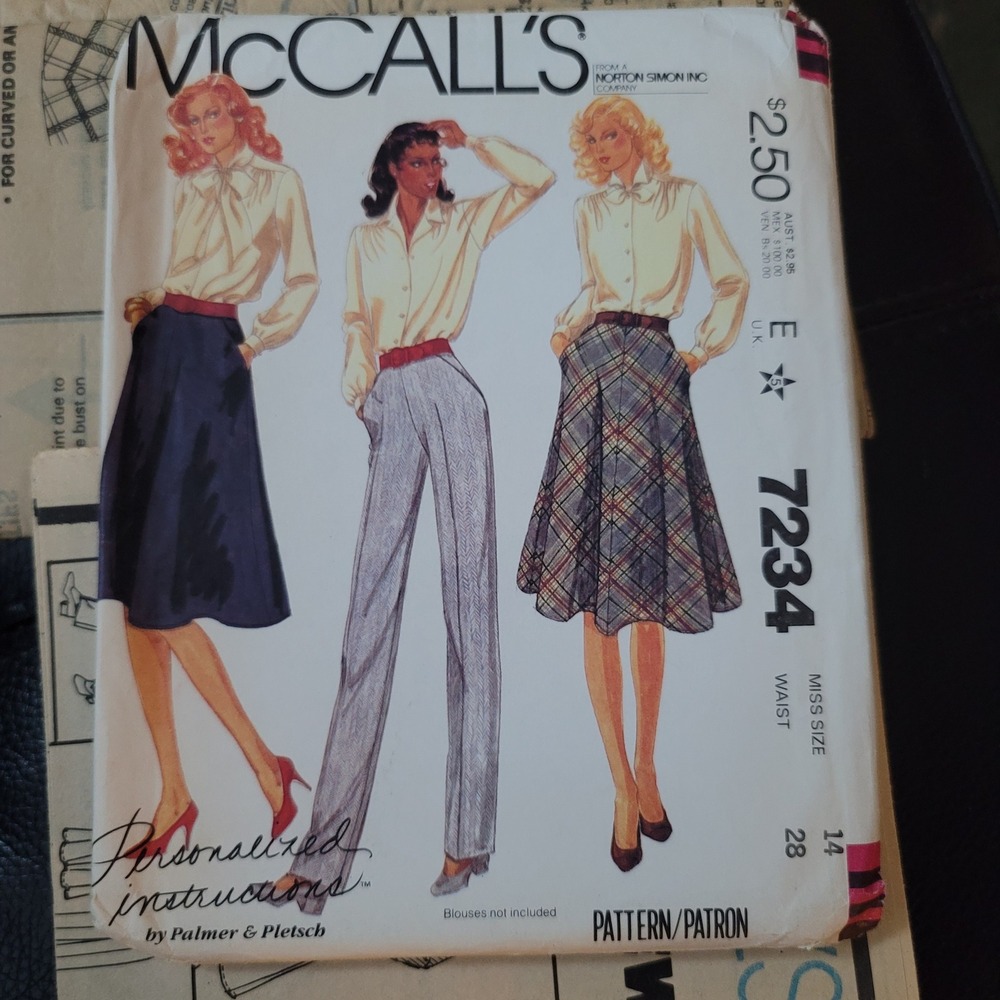 FF Vintage 1980s McCalls 7234 Sewing Pattern Skirt Pants Uncut Size 14 Waist 28